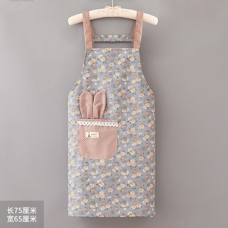 Factory Direct Sales New Kitchen Household Cooking Canvas Cotton Apron Lace Cute Hand-Wipeable Suspenders Pure Cotton for Women