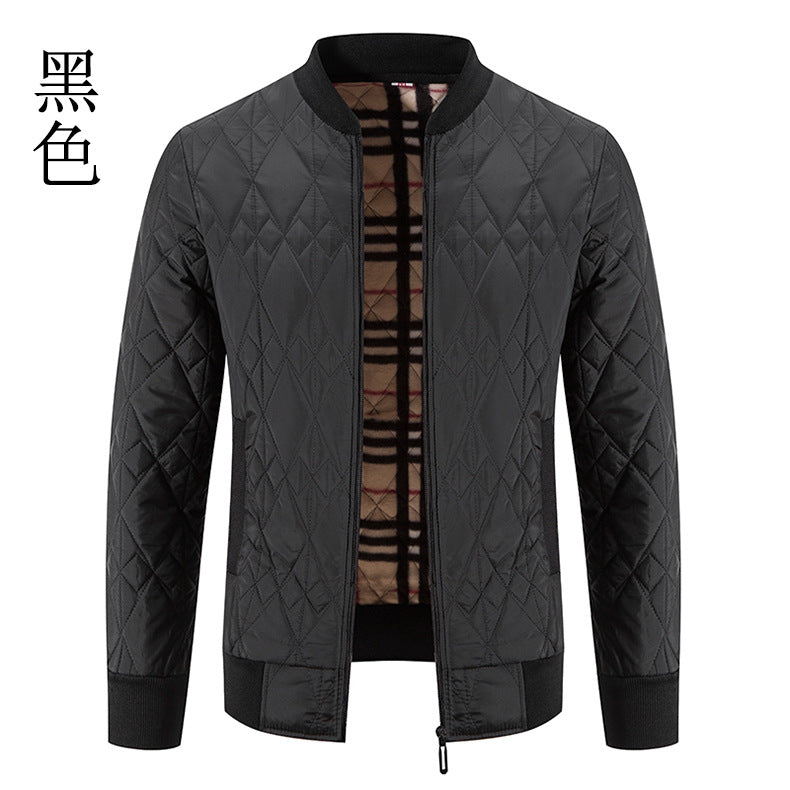 Cross-border winter fleece-lined thickened sweater plus size baseball collar zipper cotton-padded coat cardigan long sleeve warm sweater