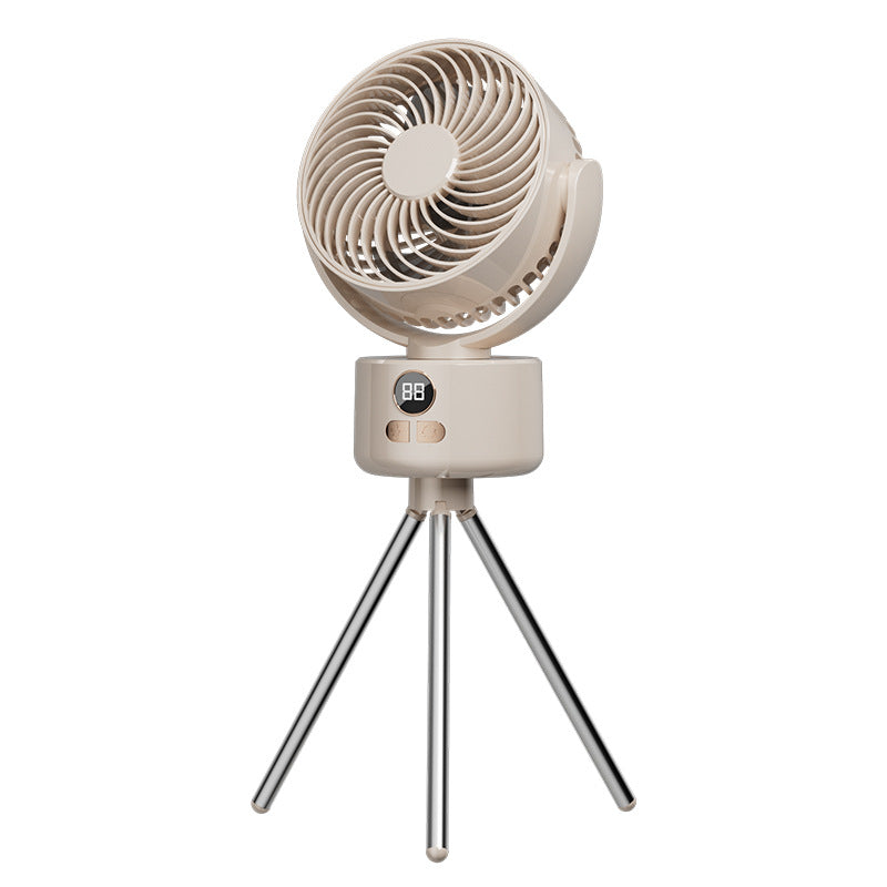Outdoor camping fan travel folding detachable digital display usb charging shaking head small fan tent fishing essential