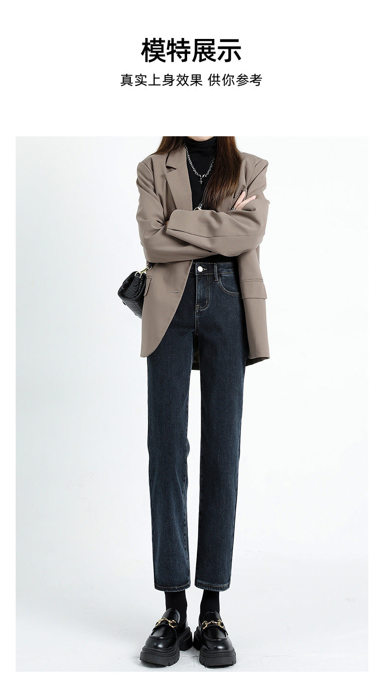 Women's Cropped Cigarette Pants 2026 New Autumn High-Waisted Slim-Fit Stretchy Skin-Friendly Comfortable Baguette Narrow Straight-Leg Pants