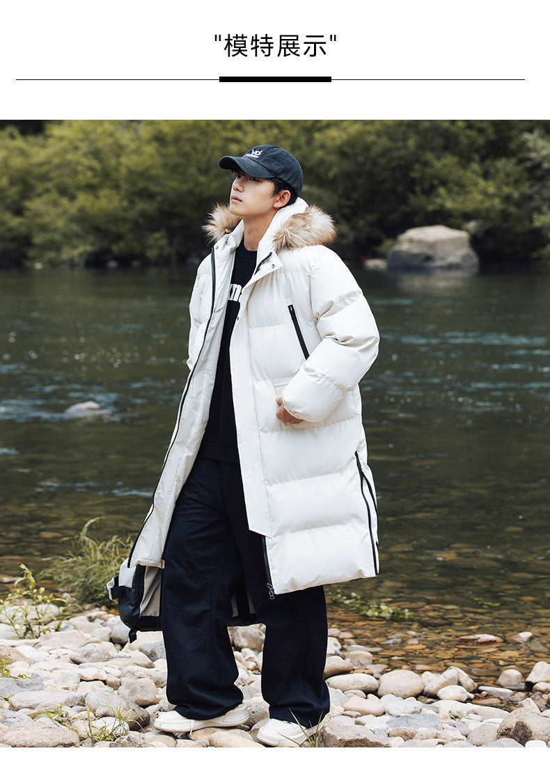 New Long Men's Big Wool Collar Thickened Extra Large Warm and Cold-proof Fashionable Jacket for Youth Fashionable Couple Clothes plus size Bread Clothes