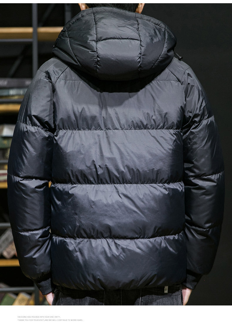 Cross-Border Men's Thickened Cotton Jacket with Hood, Loose Fit, Warm, Versatile, Casual, Cold-Proof Men's Cotton Coat, Trendy Sports Jacket