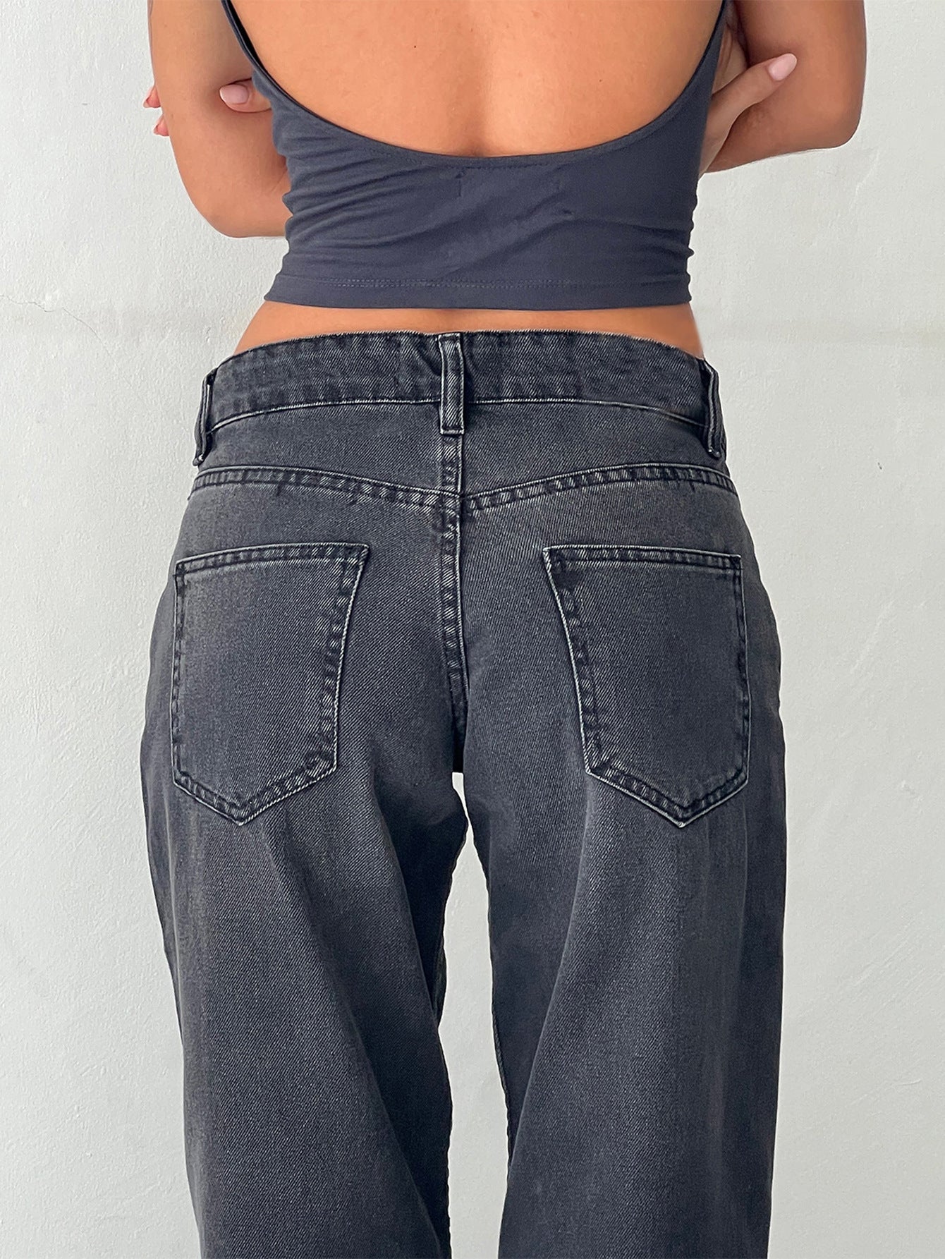 Amazon AliExpress TEMU New Cross-border Special for High Quality European and American Women Straight Tube Micro Horn Denim Pants