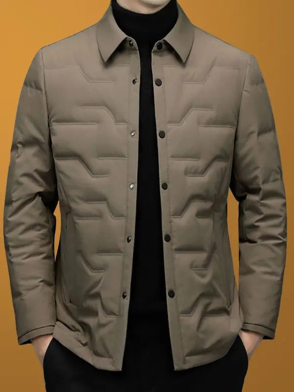 Middle-Aged Men's Autumn and Winter Lapel Jacket, Dad's Cotton Coat, Thickened Warm Cotton-Padded Jacket, Men's Winter Cotton Coat
