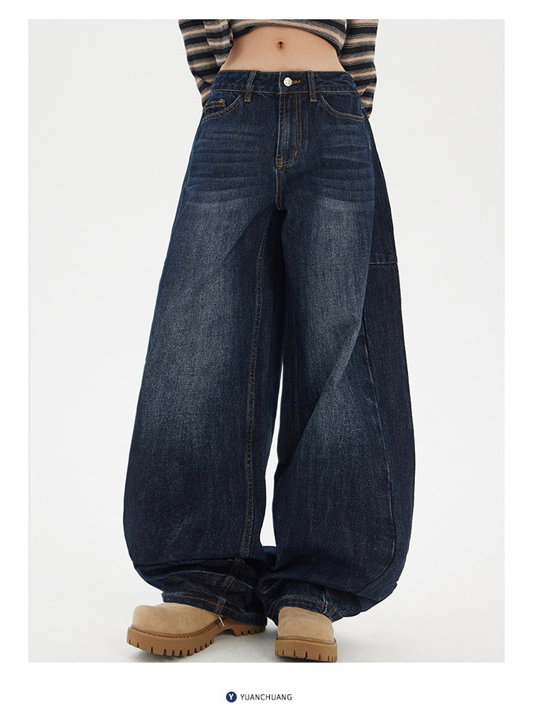 Yc & American Retro Loose Wide-Leg Pants Autumn and Winter Versatile Scimitar Pants Drapey Sickle Jeans Women's New Style