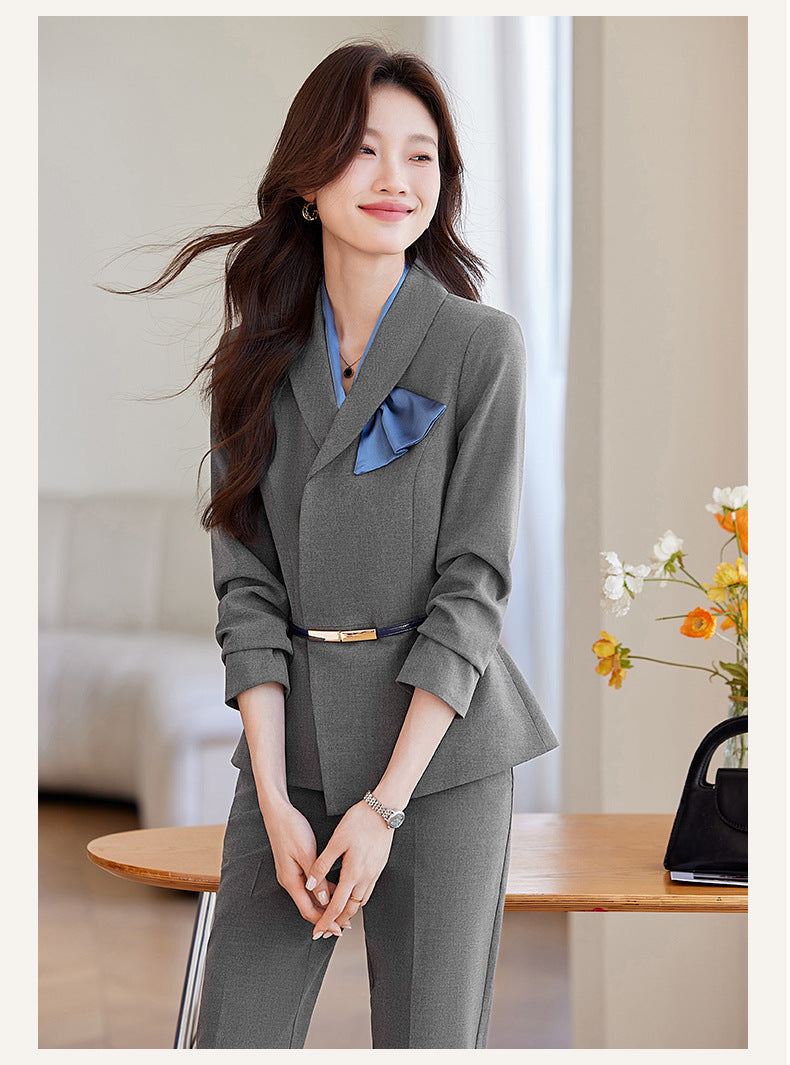 Cross-Border Flight Attendant Professional Suit Set for Women, Announcer, Art Exam Host, Formal Attire, Front Desk Receptionist, Beauty Salon Work Uniform