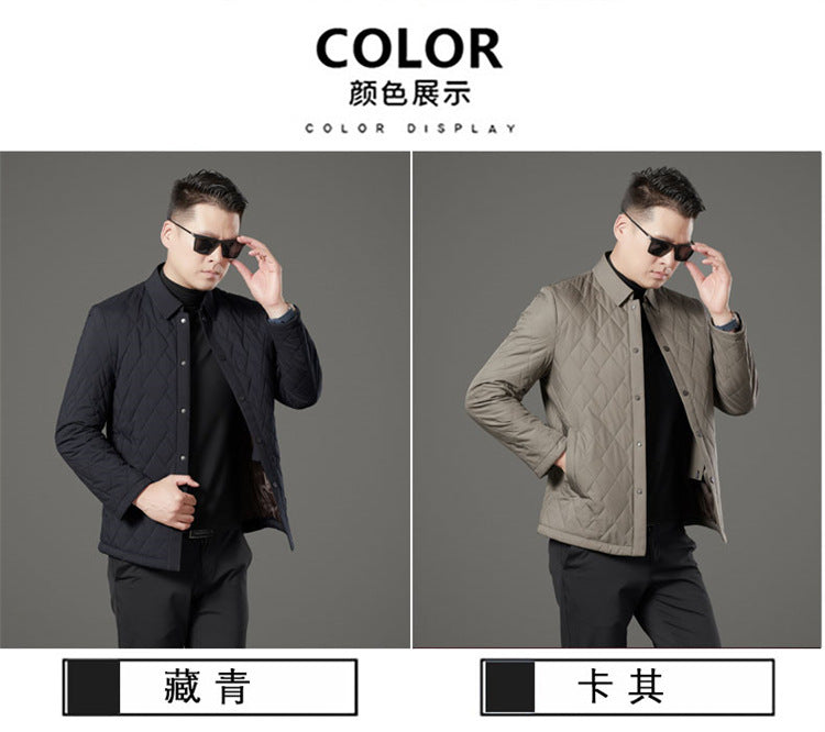 24 Winter Men's Cotton Jacket for Young and Middle-Aged, Casual Trendy Warm Silk Cotton Coat, Casual Outerwear for Men