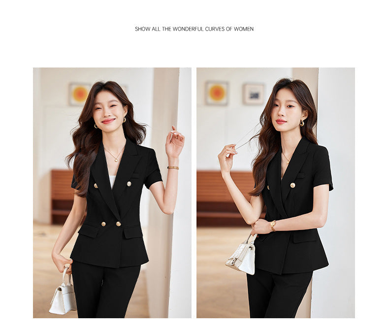 Black Slim Business Suit suit Jacket Female Student Civil Servant Interview Hotel Manager Dress Overalls