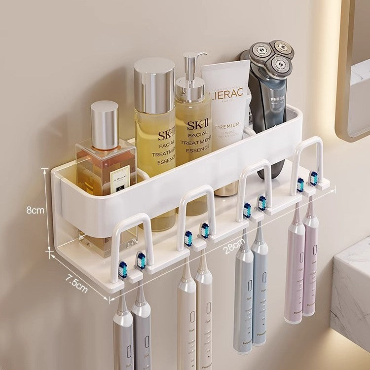 Toothbrush Storage Rack Non-Punch Brush Cup Mouthwash Cup Rack Wall-Mounted Bathroom Household Toothware Hanger