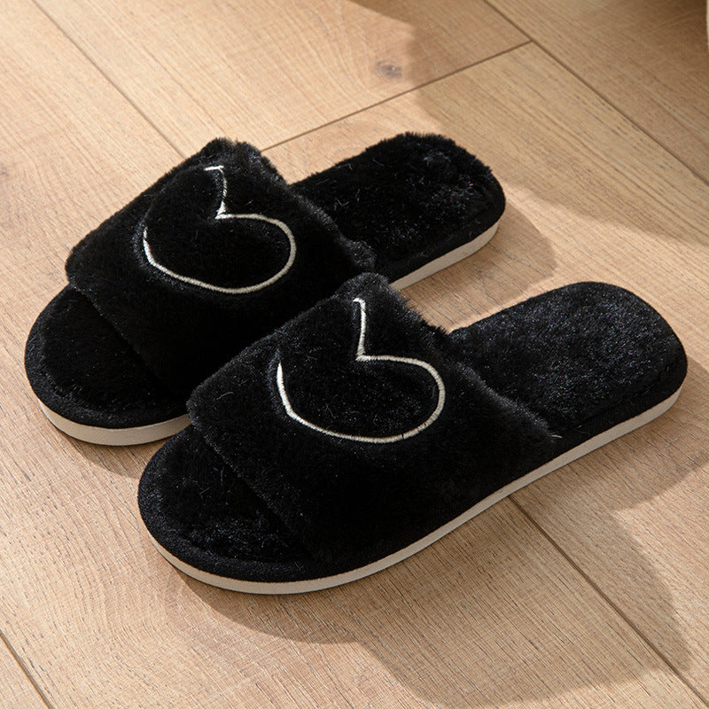 Cross-border Mao Mao Open One-word Open Toe TPR Men and Women Couple Indoor and Outdoor Home Cotton Slippers Four Seasons Wool Slippers