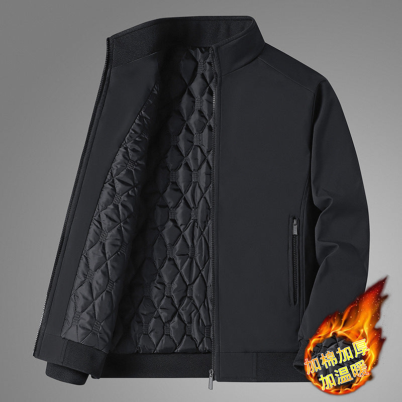 Classic Explosions plus size Middle-aged and Elderly Dad Clothes Winter fleece-lined Thickened Executive Collar Thickened fleece-lined Jacket