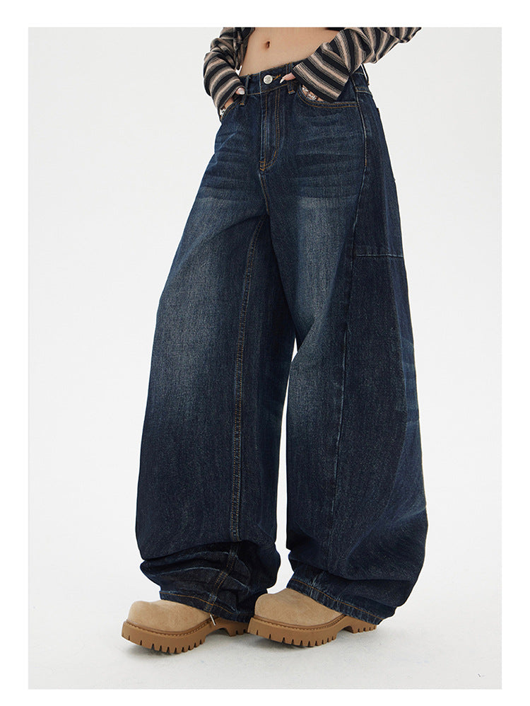 Yc & American Retro Loose Wide-Leg Pants Autumn and Winter Versatile Scimitar Pants Drapey Sickle Jeans Women's New Style