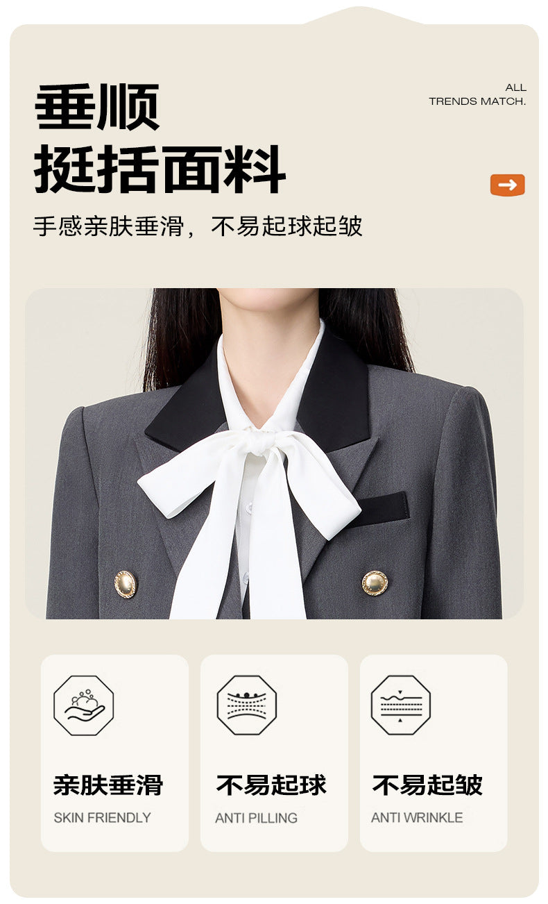 Gray Suit Jacket Female Preppy Style College Student Interview Professional Formal Wear Petite Girl Suit Suit Skirt Autumn