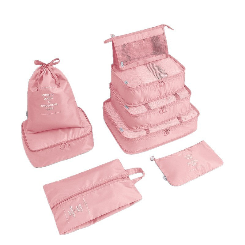 Travel Storage Bag Eight-Piece Storage Bag Waterproof Oxford Cloth Business Trip Makeup and Toiletry Classification Storage Set