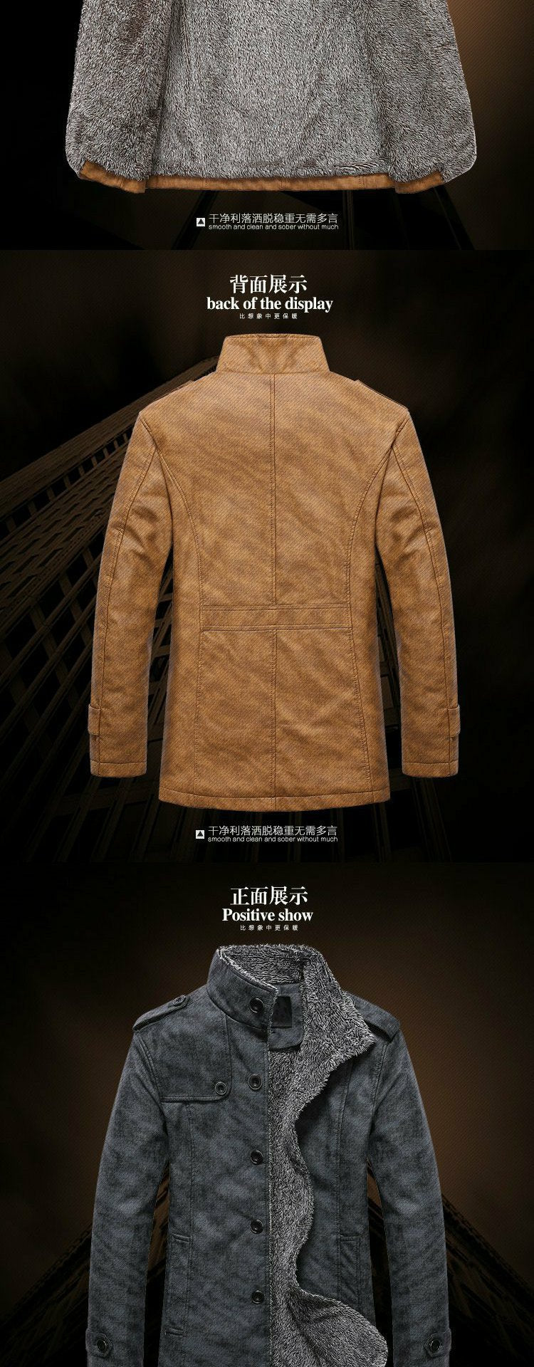 Cross-border Amazon men's clothing factory in stock Winter new men's stand collar PU fur integrated warm jacket