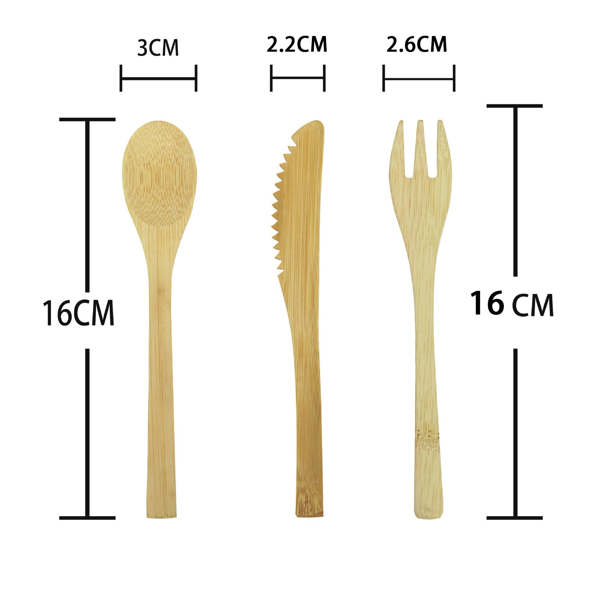 Factory cross-border selling bamboo tableware portable suit bamboo knife bamboo fork bamboo spoon cloth bag l bamboo tableware suit wholesale