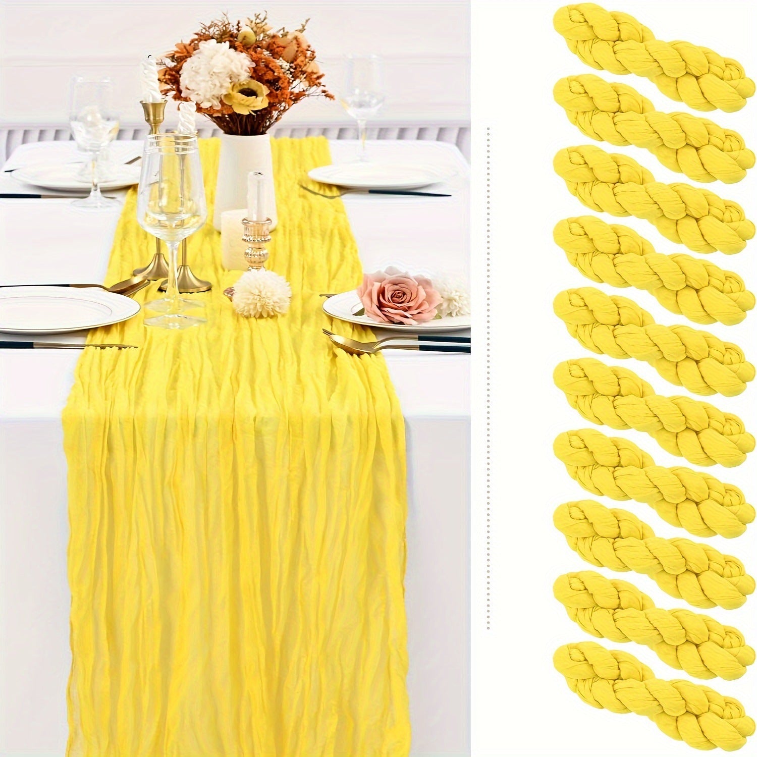 Bali Crepe Table Flag Foreign Trade Western Tablecloth Light Luxury High-End Wedding Party Decoration Pleated Table Flag Wholesale