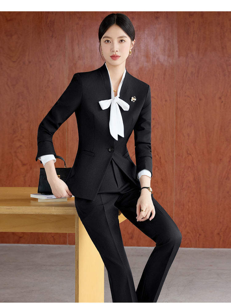 High-End Spring & Fall Hotel Front Desk Professional Wear Long-Sleeved Sales Department Reception 4S Store Sales Consultant Fashion Suit Suit