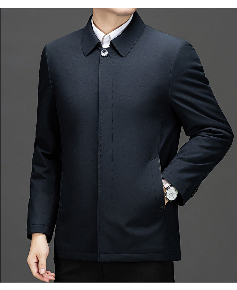 Pastoral Bird Jacket Cotton Coat Coat Winter Middle-aged and Elderly Men's Lapel Business Casual Lightweight Warm Silk Cotton Coat