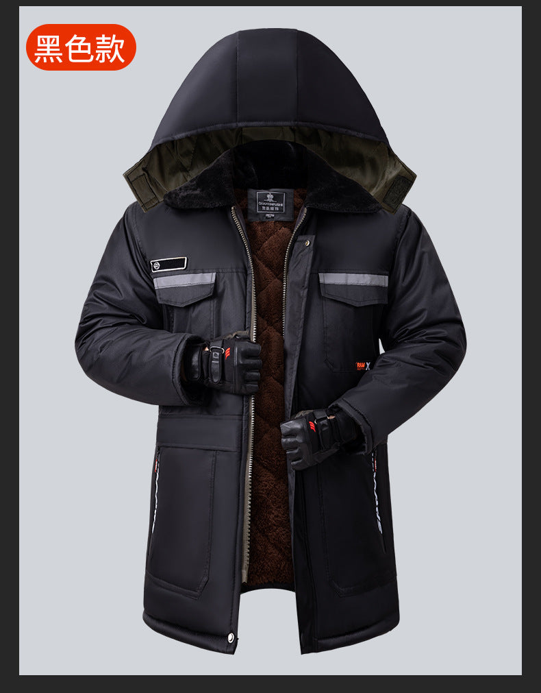 Winter Cold-Proof Cotton Coat, Labor Protection Cotton Jacket, Fleece-Lined and Thickeneded Construction Site Cold Storage Cotton Jacket, Thickeneded Warm Work Clothes, Cotton Jacket