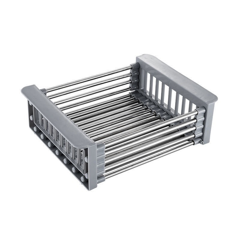 Factory Direct Sales Retractable Drain Rack Kitchen Sink Drain Basket Stainless Steel Thickened Dish Basin Storage Rack Drain Rack