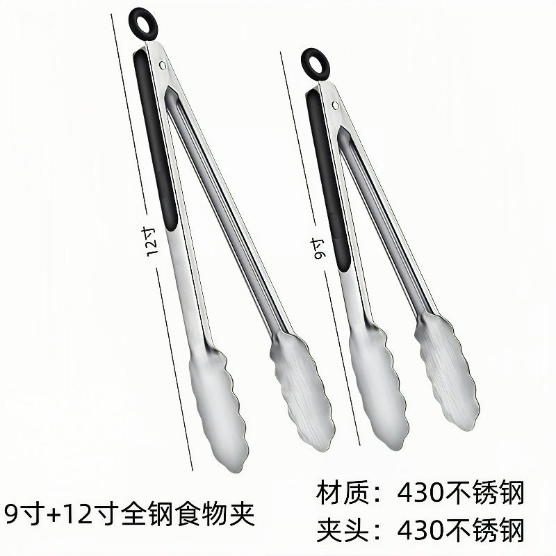 Cross-Border Silicone Clips, High Temperature Resistant Kitchen Anti-Scalding Barbecue Barbecue Clips, Food Clips, Household Stainless Steel Steak Clips