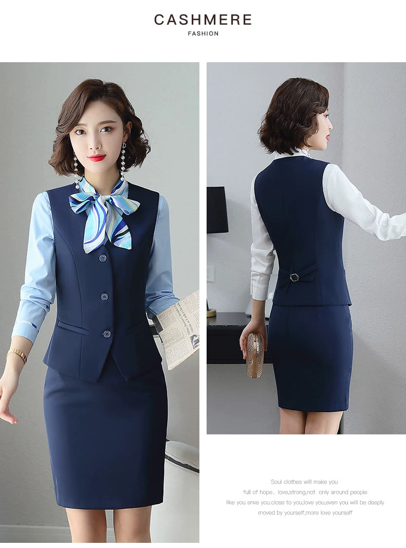 Three-piece suit overalls manager interview formal attire front desk beauty salon business attire bank mobile vest uniform
