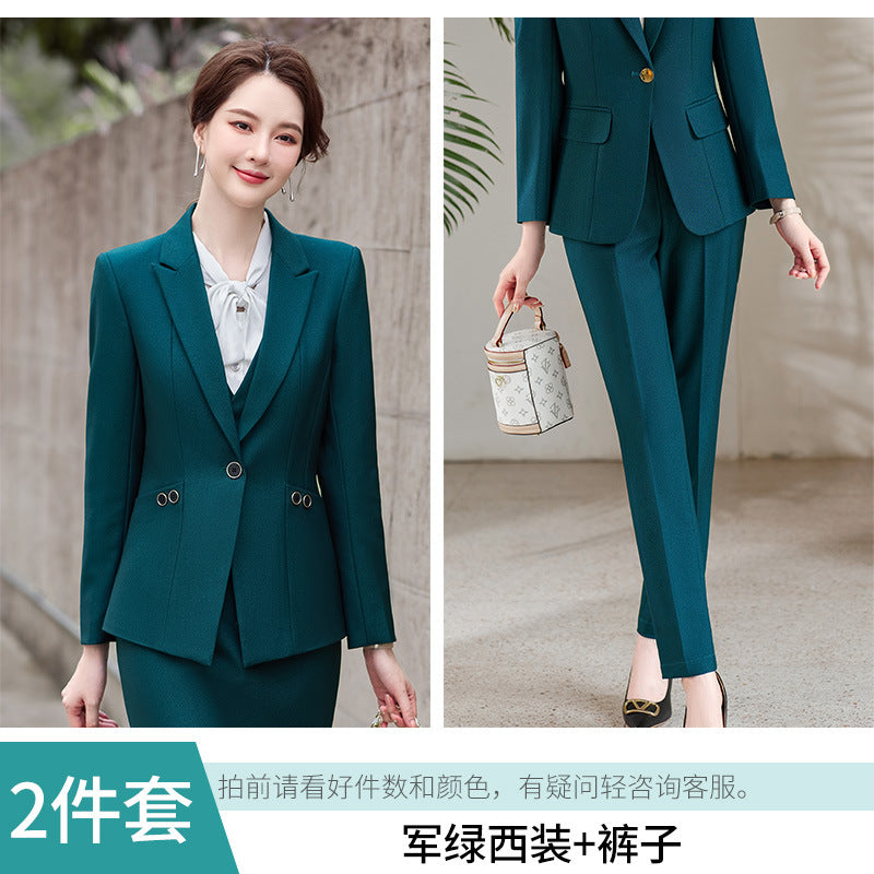 Amazon European and American Cross-Border Popular Commuter Foreign Trade Women's Blazer Professional Pants Dress Two-Piece Suit