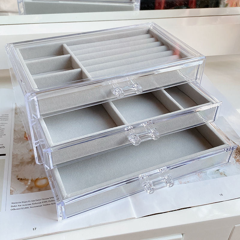 Jewelry Box Storage Box Desktop Anti-Oxidation Earrings Necklace Ring Hairpin Display Stand High-End Hand Jewelry Box