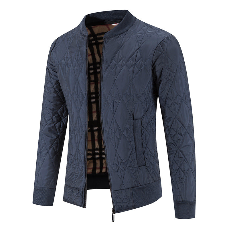 Cross-border winter fleece-lined thickened sweater plus size baseball collar zipper cotton-padded coat cardigan long sleeve warm sweater