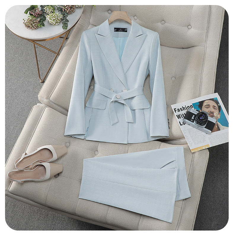 Cross-Border Professional Suit Set for Women, New Spring and Autumn Korean Style Casual Professional Attire, High-End Waist-Cinching Blazer Jacket
