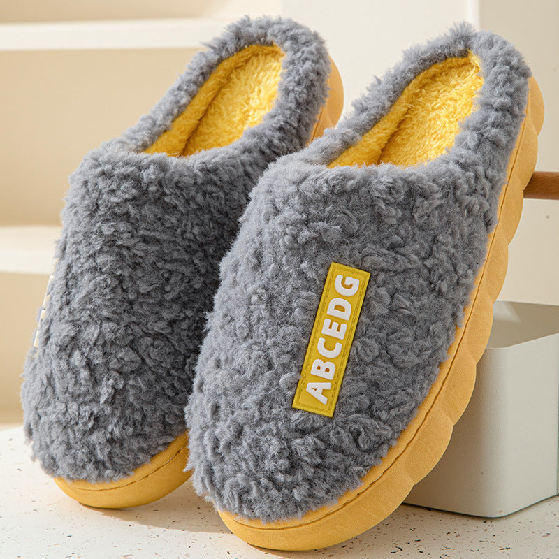 Winter Cotton Slippers Women's Thick Bottom Indoor Home Warm Comfortable fleece-lined Household Non-Slip Couple Mao Slippers for Men