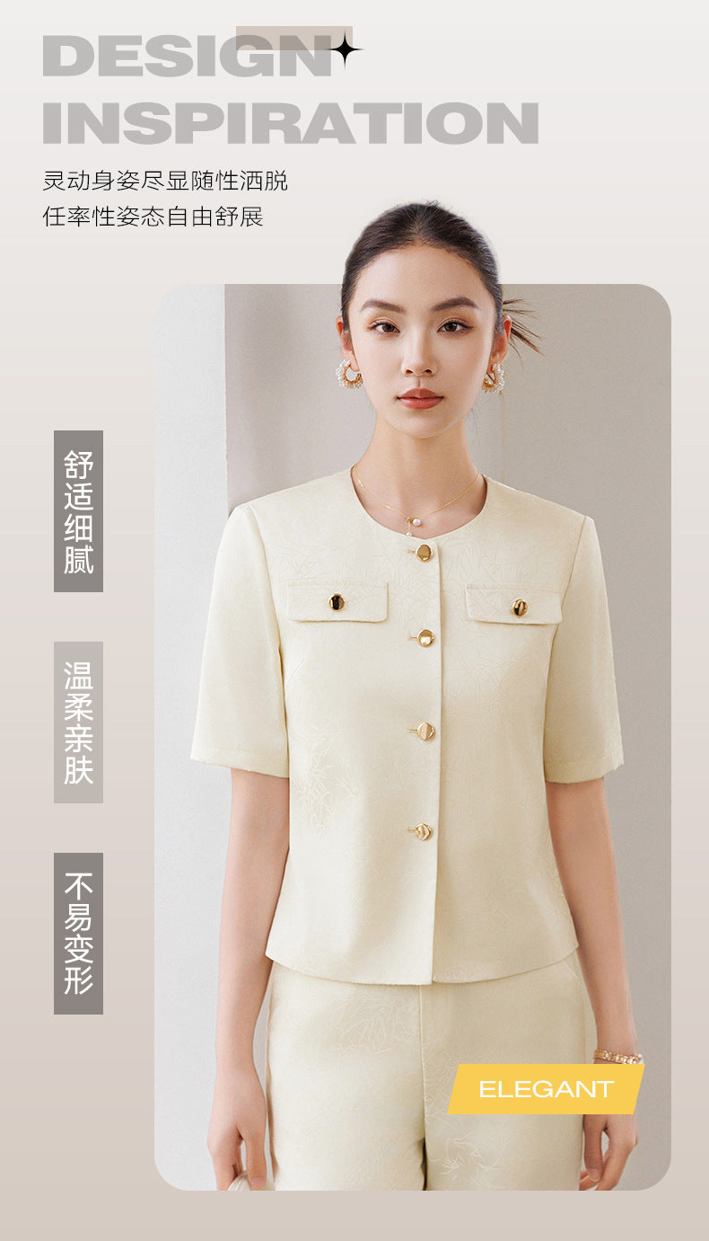 Summer Suit for Women, Thin, High-End, Professional, Fashionable, Short-Sleeved Suit, Wide-Leg Pants Two-Piece Set