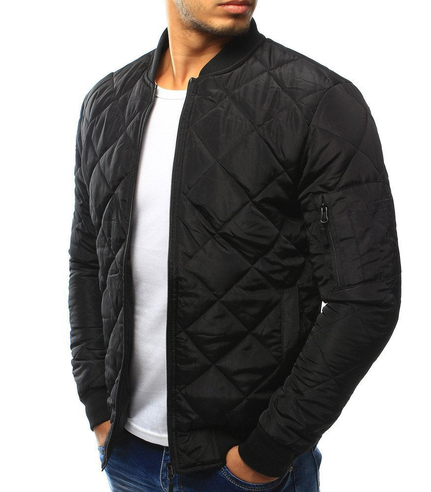 23 Winter foreign trade AliExpress new Amazon rhombus men's cotton-padded jacket stand collar short cotton-padded men's clothing