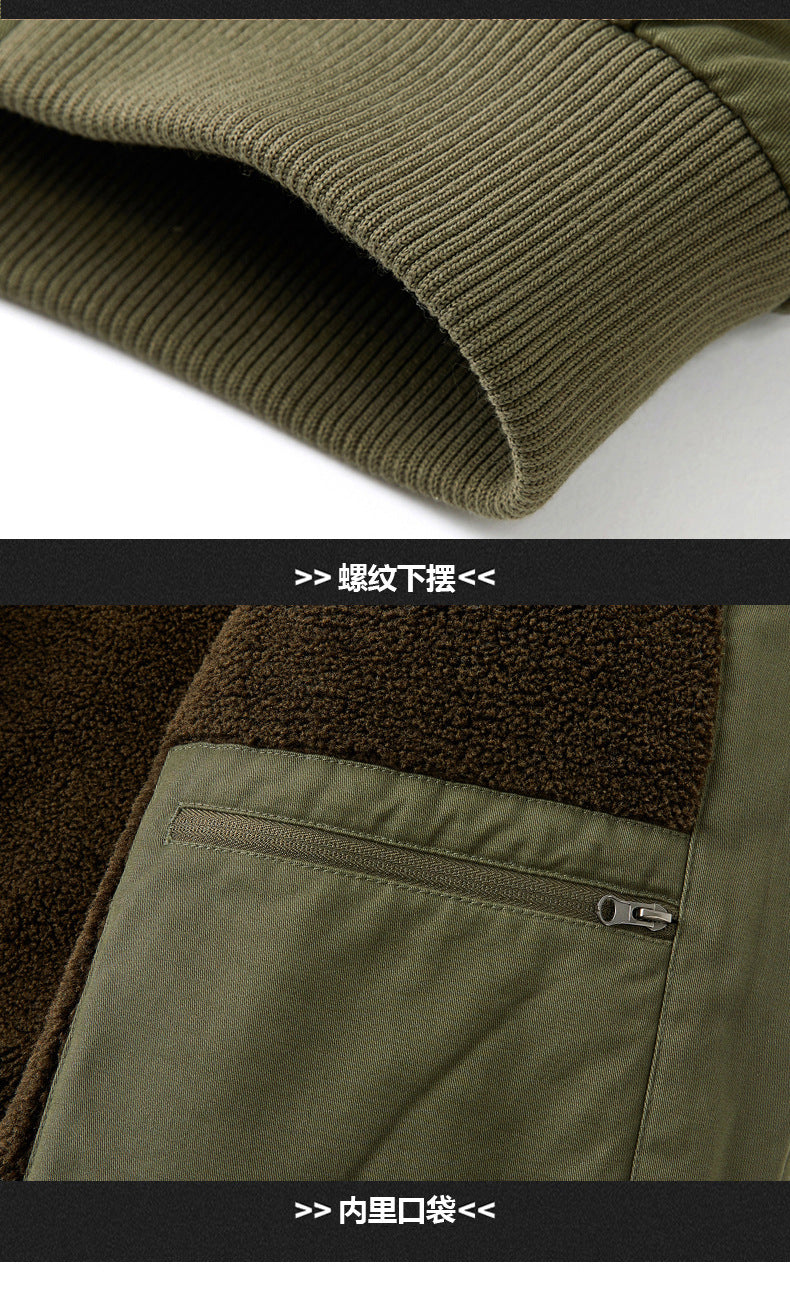 New Men's Fleece-Lined Popular Jacket, Winter Cross-Border Thickened Warm Cotton Coat, Pure Cotton Baseball Uniform Work Jacket