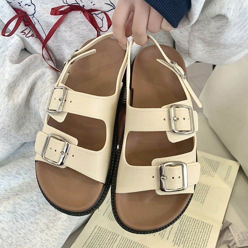 Slippers Women's Summer Rome Flat Beach Sandals Cross-border E-commerce Foreign Trade Rear Strap Fashionable Outwear All-match Sandals and Slippers