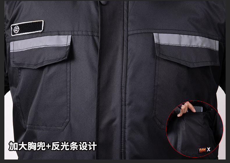 Winter Cold-Proof Cotton Coat, Labor Protection Cotton Jacket, Fleece-Lined and Thickeneded Construction Site Cold Storage Cotton Jacket, Thickeneded Warm Work Clothes, Cotton Jacket