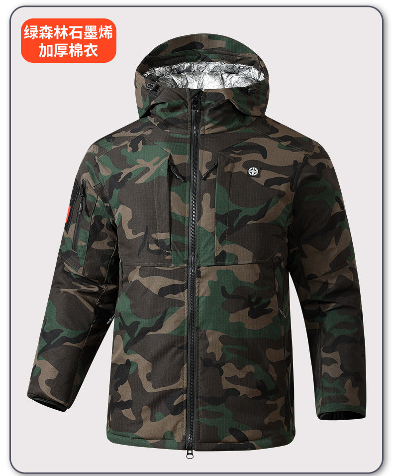 Upgraded Graphene Camouflage Cotton Coat, Thickeneded Cold-Proof and Waterproof Cotton Coat, Anti-Scratch and Wear-Resistant Cotton Jacket, Cold Storage Warm Cotton Coat