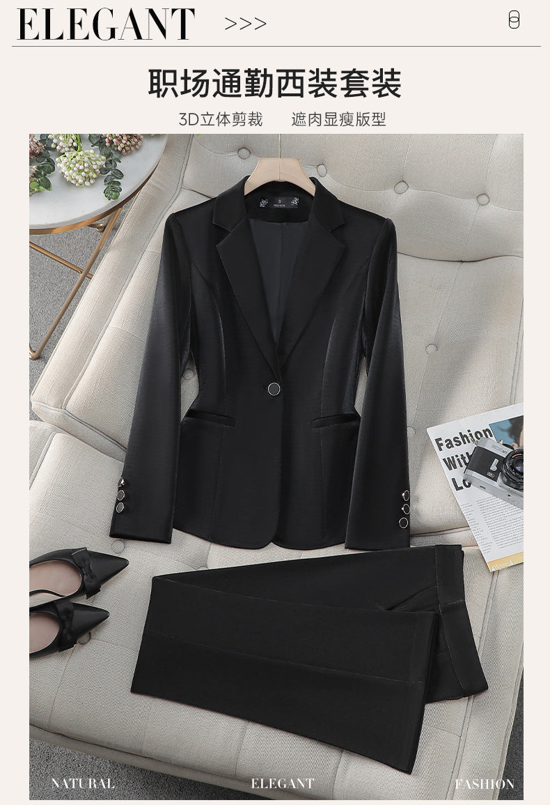 Cross-Border Pink Suit Set for Women, New Spring and Autumn Style, High-End Korean Style, Elegant Casual Business Attire, Small Suit Jacket