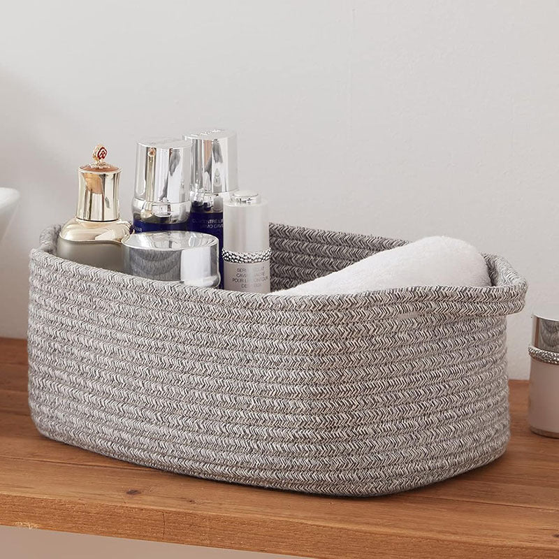 Amazon Rectangular Cotton Rope Storage Basket Storage Basket Storage Basket for Living Room Toys and Miscellaneous Items Cotton Rope Woven