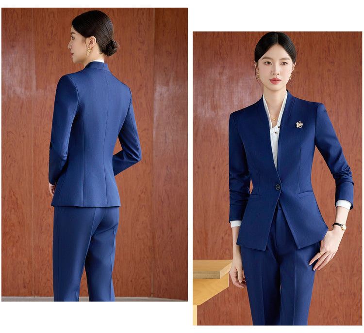 High-End Spring & Fall Hotel Front Desk Professional Wear Long-Sleeved Sales Department Reception 4S Store Sales Consultant Fashion Suit Suit