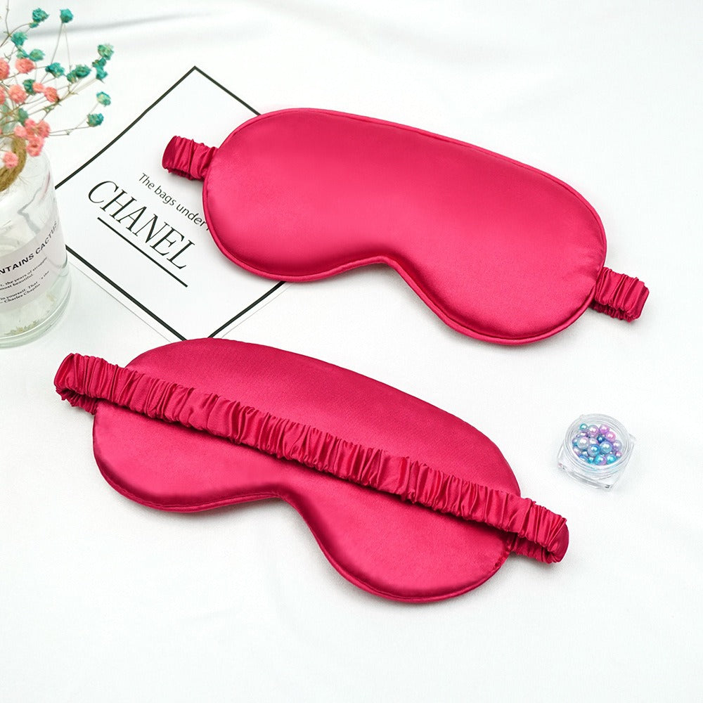 New Double-Sided Imitation Silk Sleep Mask with Light-Blocking and Adjustable Elastic Buckle, Travel-Friendly, Solid Color, Breathable, Beauty and Eye Protection