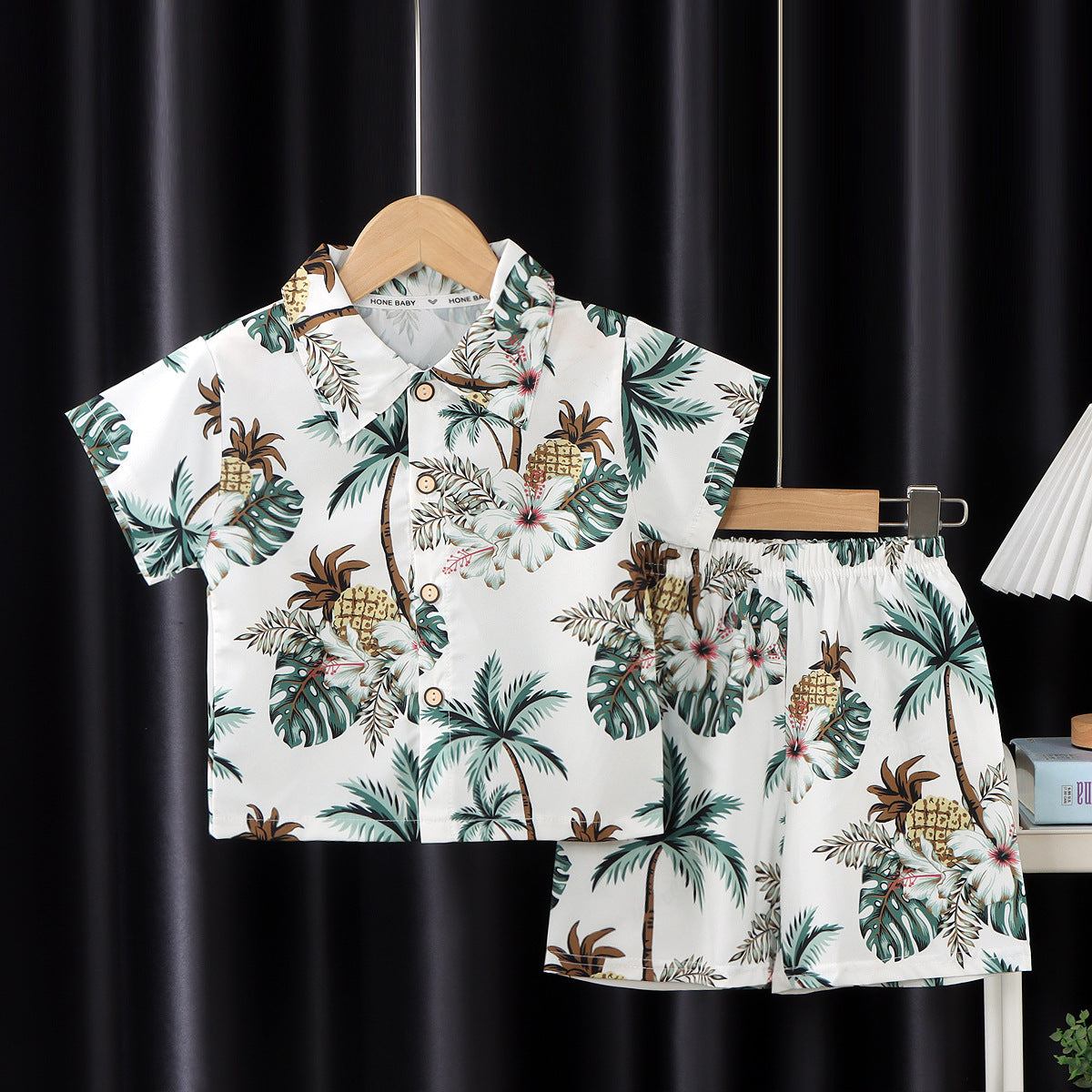 2026 New Children's Short-Sleeved Suit, Men's Short-Sleeved Shirt Suit, Short-Sleeved Shorts Beach Two-Piece Set