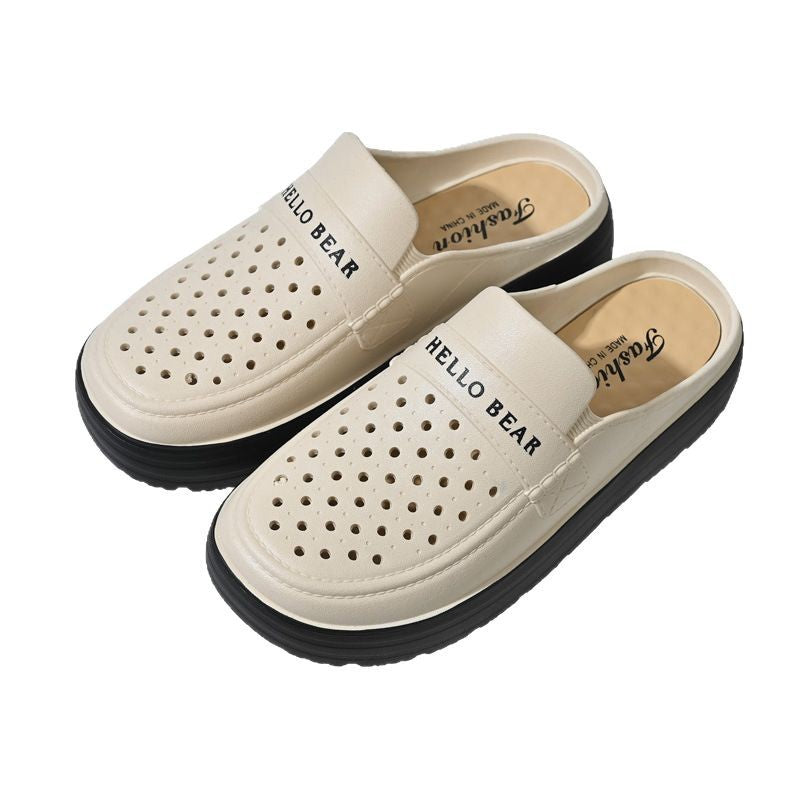 Summer Baotou Beach Shoes Women's Hollow Breathable Non-slip Non-slip Soft Bottom Comfortable Outer Wear Casual Beach Shoes Women's Hole Shoes