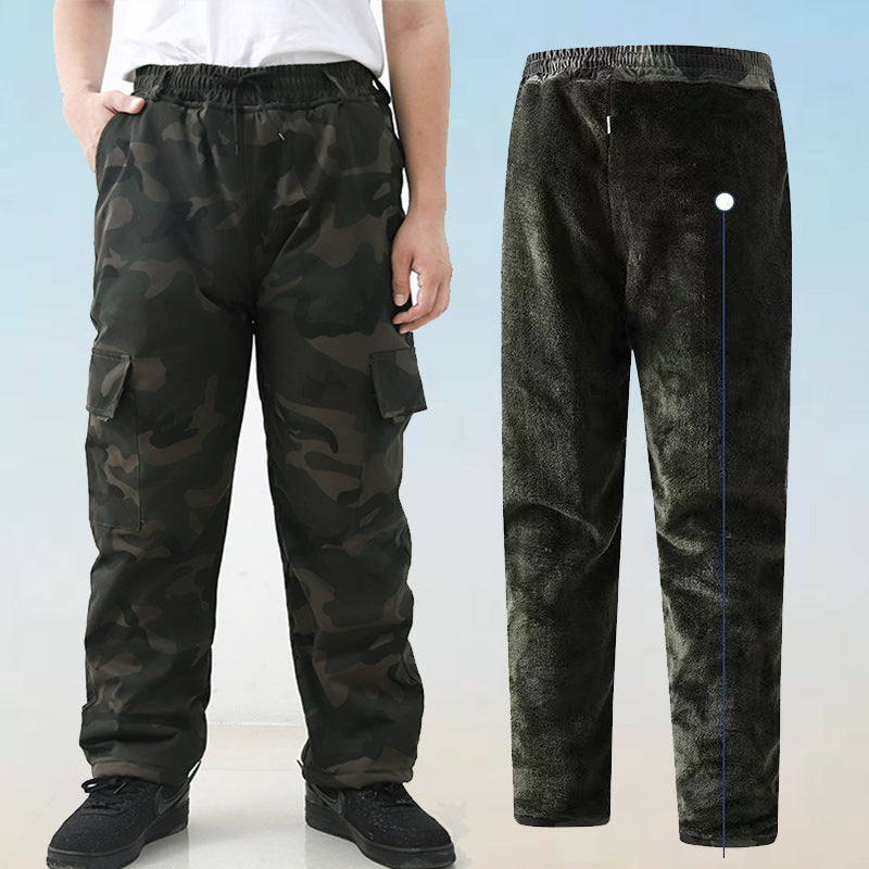 Winter Cotton-Padded Labor Protection Clothing for Men, Fleece-Lined and Thickeneded Cotton-Padded Jacket and Pants Suit, Wear-Resistant and Cold-Proof Camouflage Cotton Coat and Work Clothes