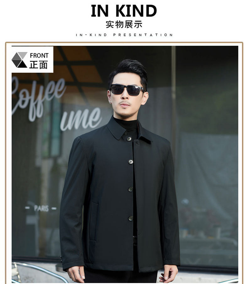 2024 Winter Coat Thickened Cotton-padded Jacket Men's High-grade Mulberry Silk Cotton-padded Jacket for Middle-aged and Elderly Dads Business Casual Jacket