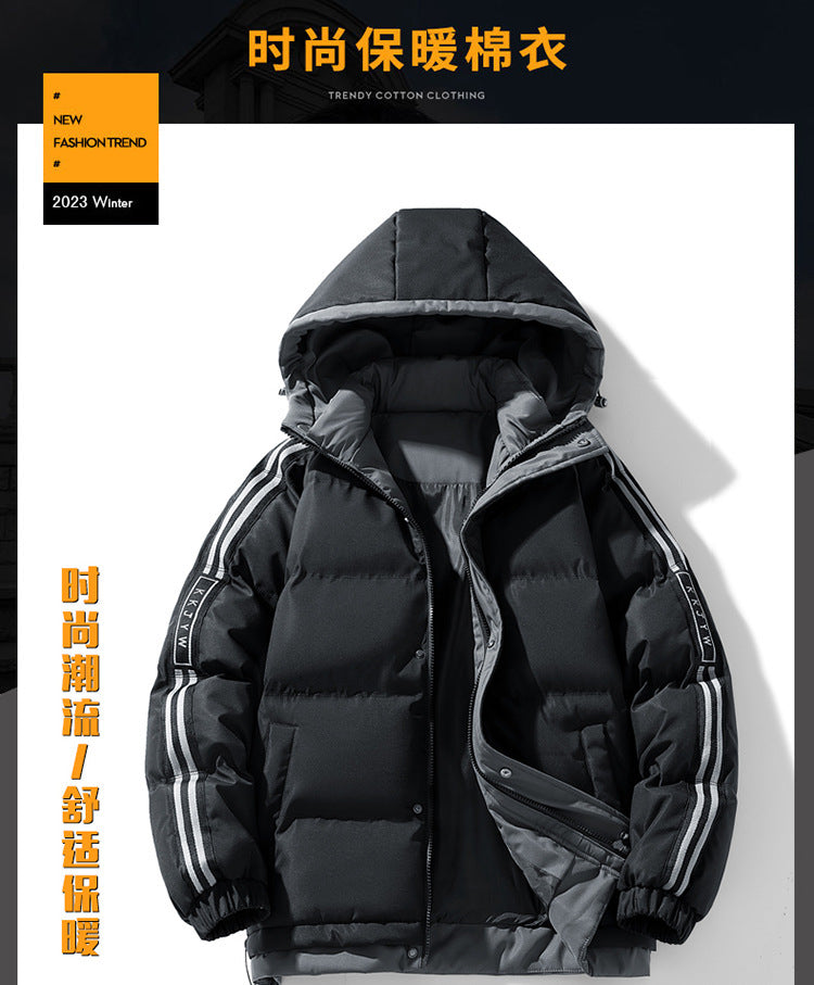 Winter Cotton-padded Clothes Men's Handsome Hooded Trendy Brand Bread Suit Clip Cotton-padded Jacket Men's Cross-border Thickened Cotton-padded Jacket Japanese Men's Clothing
