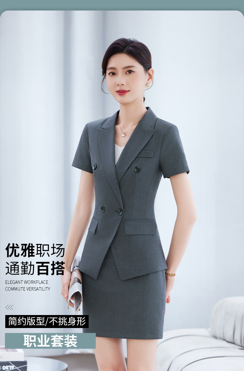 High-End Short-Sleeved Suit for Women 2025 Summer New Style Professional Wear Hotel Manager Bank Work Clothes