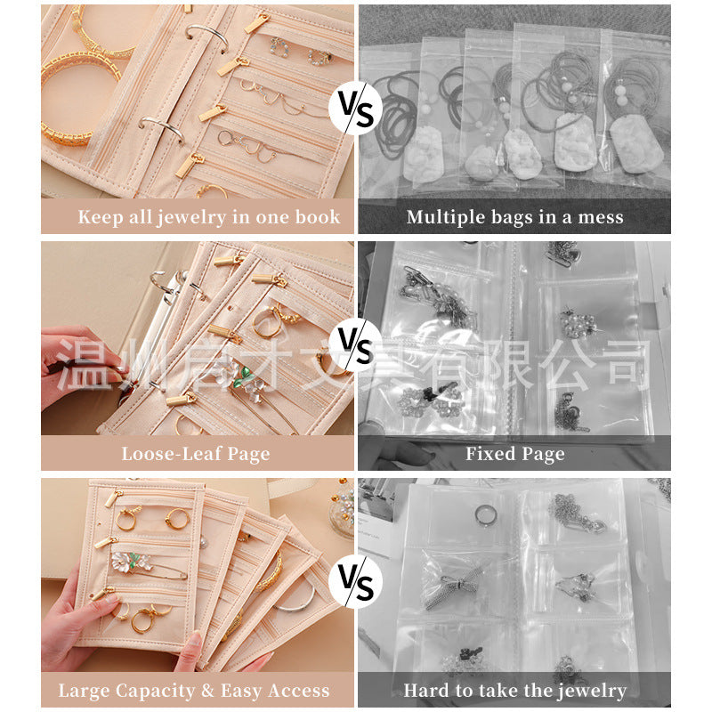 Storage Book for Jewelry, Bracelets, Earrings, Necklaces, Rings, Gold Jewelry Storage Bag, Customized Travel Portable Jewelry Bag
