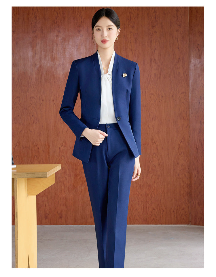 High-End Spring & Fall Hotel Front Desk Professional Wear Long-Sleeved Sales Department Reception 4S Store Sales Consultant Fashion Suit Suit